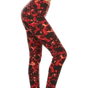 Red Camo Skull Leggings OS & Plus - Halloween